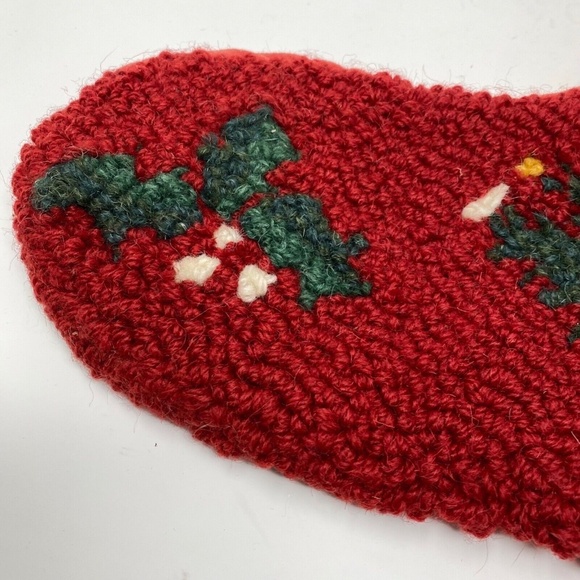 Laura Megroz Christmas Tree Wool Hook Christmas Stocking Handmade 9"x20 2003 - Picture 4 of 8